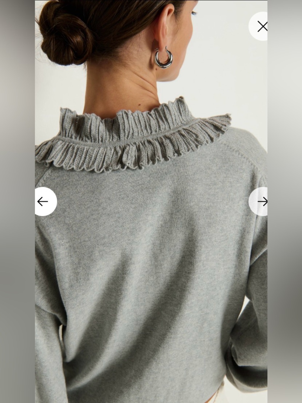 Nation LTD Light Gray Winona Ruffle V-Neck Sweater - Picture 2 of 4